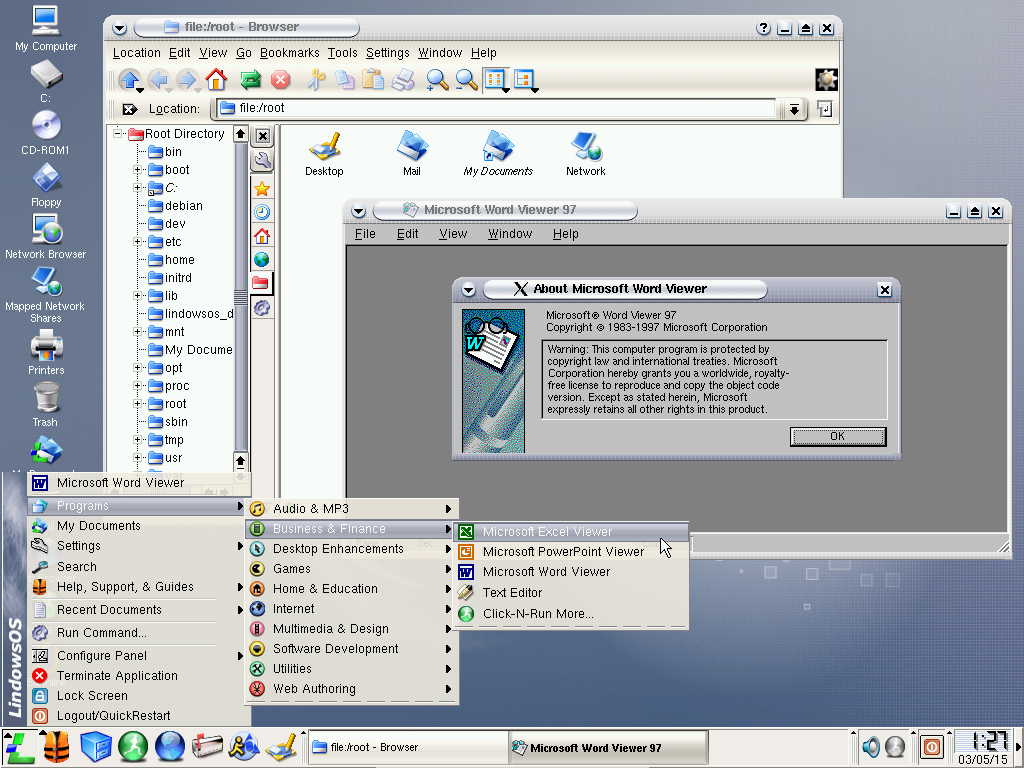 Lindows 2.1 - Desktop